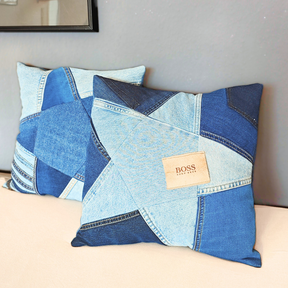Sternen-Kissen nähen mit Hotelverschluß, Jeans Upcycling 