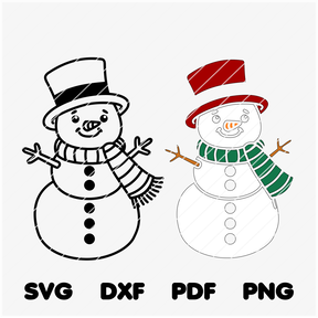Plotterdatei Schneemann Winter - 2 Varianten SVG PNG DXF