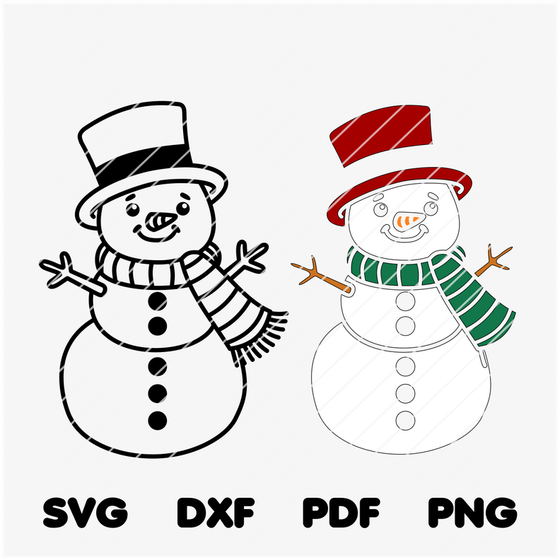 Plotterdatei Schneemann Winter - 2 Varianten SVG PNG DXF image number 2