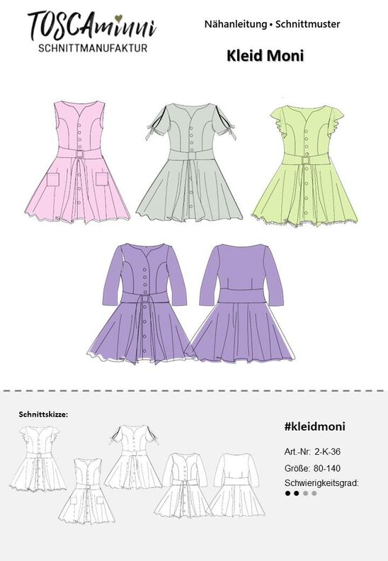 Schnittmuster Kinder Kleid Moni | kurzarm | Flügelärmel | image number 4