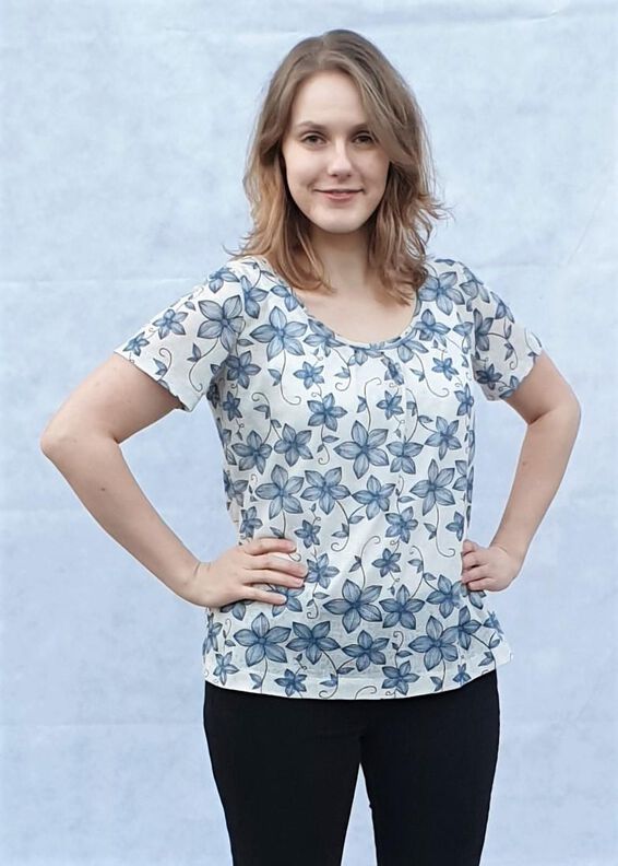 Gloria – Elegantes Jersey Shirt mit Falten, Gr. 34-50, A4+A0 image number 2