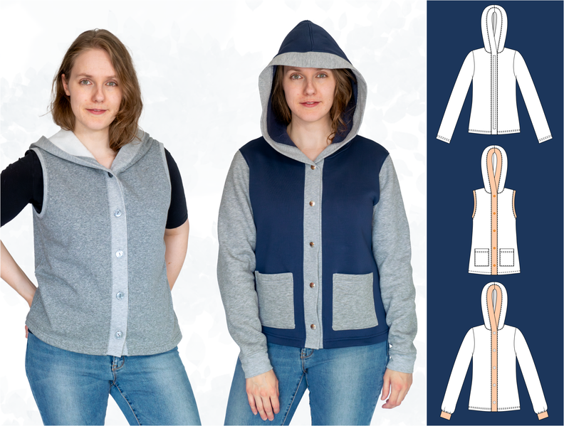Daria Sweatjacke/Weste mit Knöpfen und Kapuze BU 80-116 image number 10