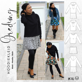 Hoodiekleid, Hoodie, Rock GREDING Gr. 34-56 Schnittmuster