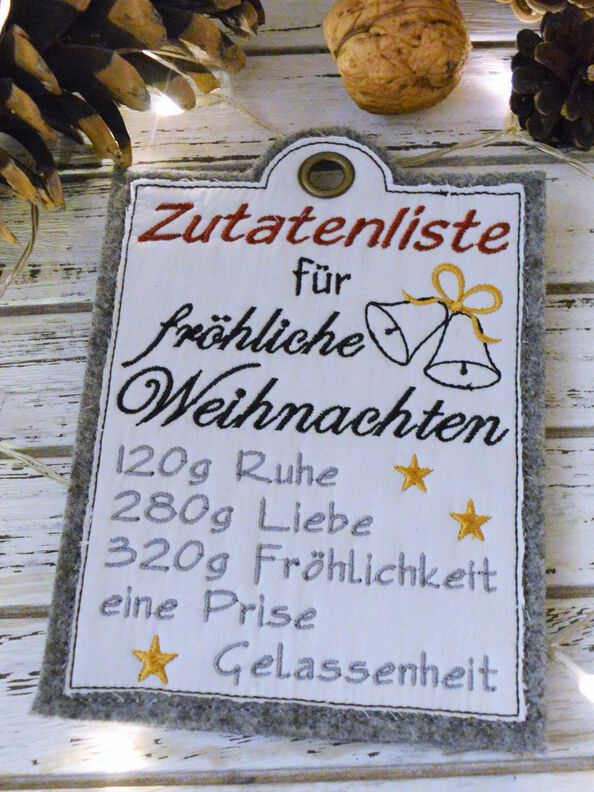 Stickdatei fröhliche Weihnachten ITH Schild image number 3