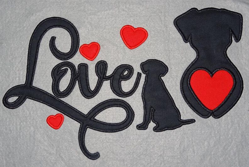 Hunde Liebe Silhouette f&uuml;r Stoffapplikation Stickdatei Herz image number 4