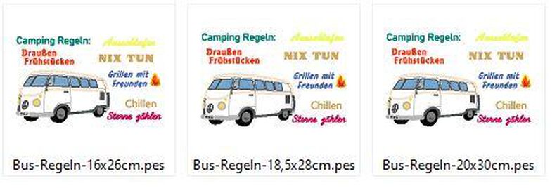 Camping Bus - Camping Regeln Stickdatei image number 5