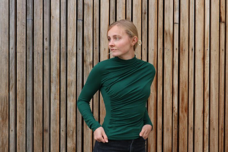 Langarmshirt Stehkragen Rollkragen Raffung FREYA image number 6