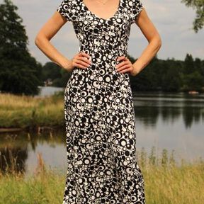 Kleid, Maxikleid "JULI", Schnittmuster Gr. 158-46