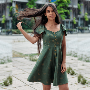 Yoalli Kleid | Herzausschnitt Bustier Volantärmel