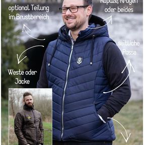 Steppweste/Jacke Herren Schnittmuster Gr. XS-4XL -NUKA #90