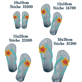 Stickdatei Badeschlappen Schuhe Sommer verschiedene Größen