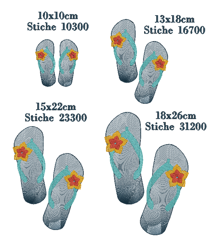 Stickdatei Badeschlappen Schuhe Sommer verschiedene Größen image number 2