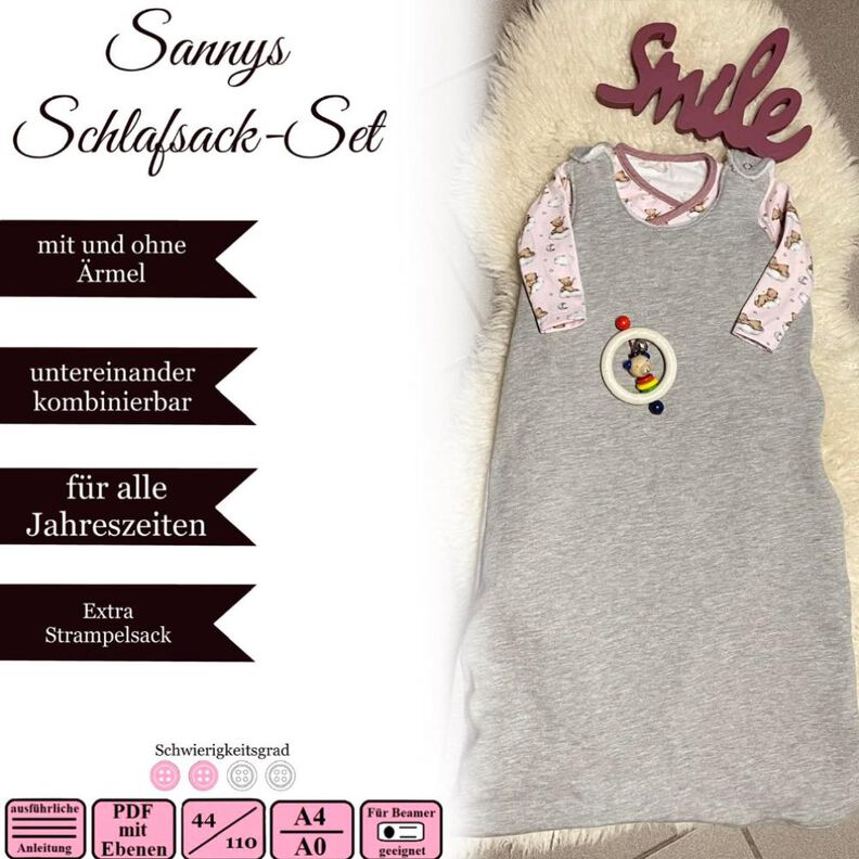 Sannys Schlafsack Set – Gr 44-110 – EBook und Nähanleitung  image number 1