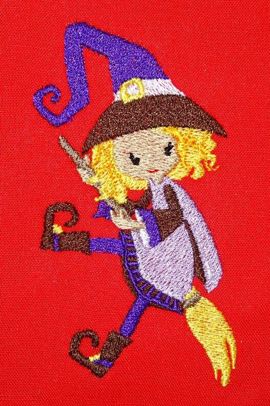 Hexe mit Besen und Hut Stickdatei Fasching image number 4
