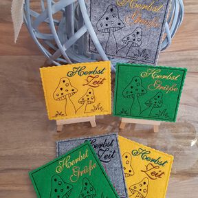 Stickdatei Pilze Herbst Redwork SET 9erlei 