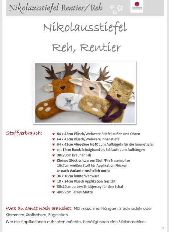 Nähanleitung Nikolausstiefel Rentier  image number 6