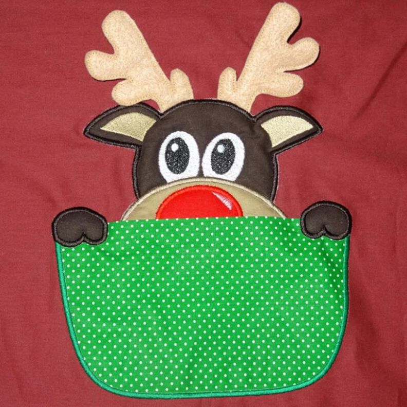 3-D Rentier Elch aus der Tasche Weihnachten ITH Stickdatei image number 1