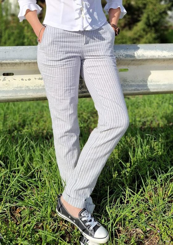 Musselin Hose Strandmusling Gr. 32-50 High Waist, Leinen image number 8
