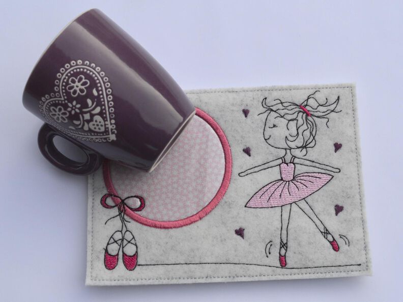 Stickdatei MugRug Untersetzer Ballerina 13x18cm und 13x20cm image number 4