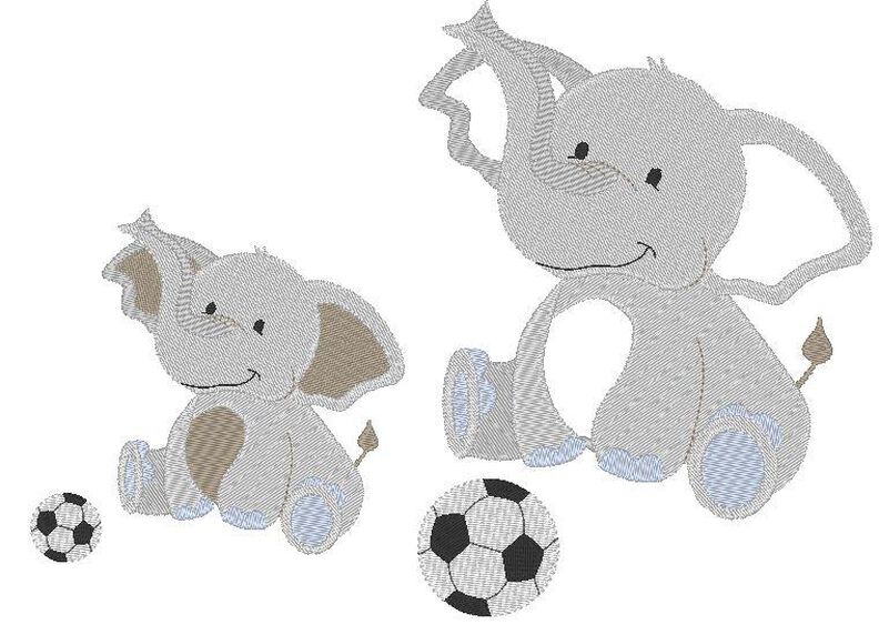 Elefant mit Fu&szlig;ball inkl. Kissen ITH Stickdatei image number 5