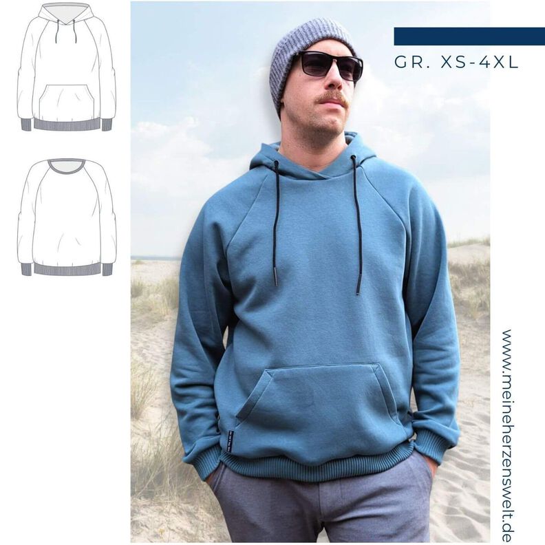 Raglanhoodie Herren –  Schnittmuster Gr. XS-4XL – Denver  image number 1