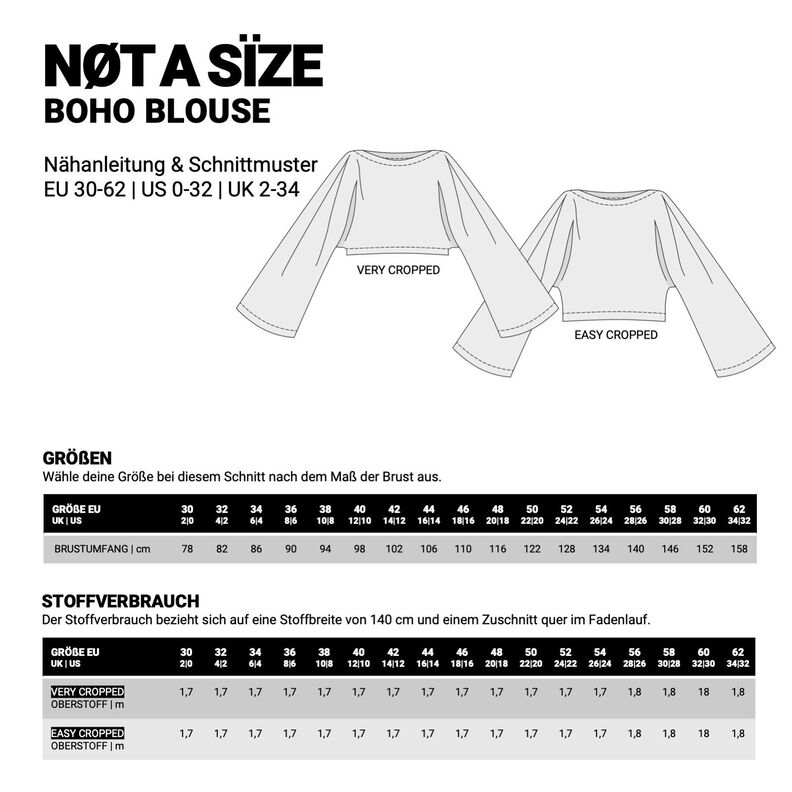 BOHO BLOUSE weites Shirt Schnittmuster Gr. 30-62 image number 10