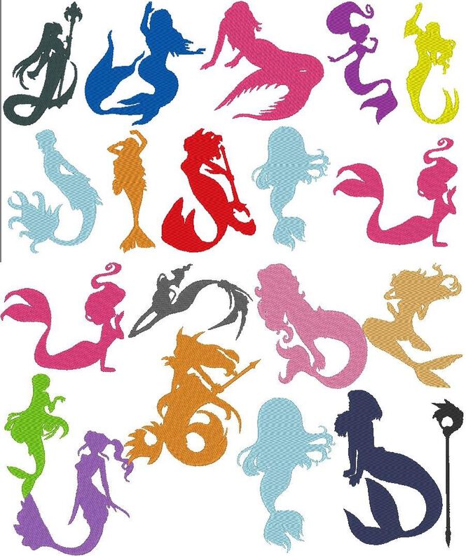 Meerjungfrau 1 Silhouette 18 Motive Stickdatei image number 4