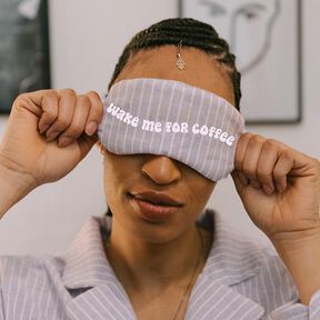 "Wake me for coffee" Plotterdatei Schlafmaske Spruch