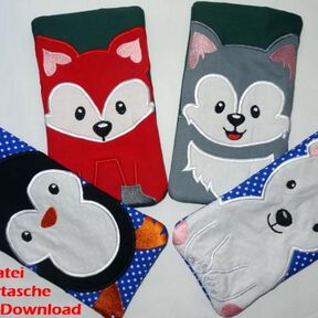 Stickdatei Handytasche ITH Tasche Bär Wolf Fuchs