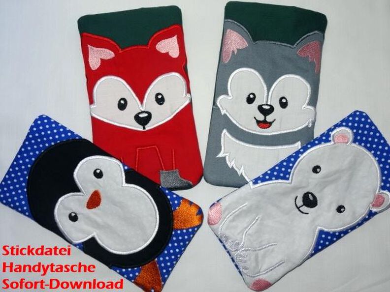 Stickdatei Handytasche ITH Tasche Bär Wolf Fuchs image number 1