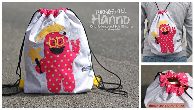 Turnbeutel "Hanno" (Nähanleitung & Schnittmuster) + Coole Monster image number 2