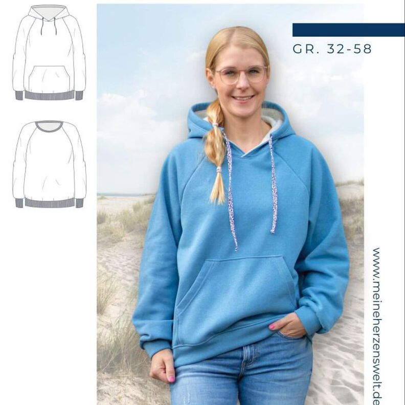 Raglanhoodie für Damen – Schnittmuster Gr. 32-58 – Denver image number 1