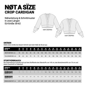 CROP CARDIGAN weite Strickjacke  Schnittmuster Gr. 30-62