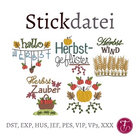 Stickdatei Herbst Motive SET verschiedene Größen 