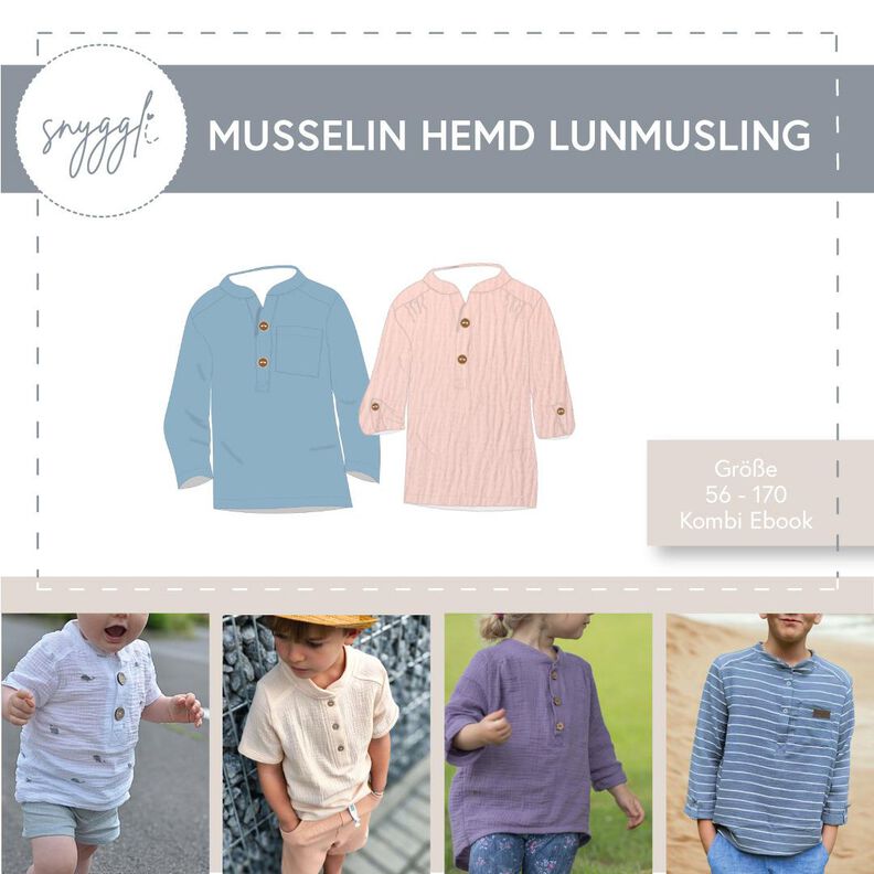 Musselin Leinen Hemd Lunmusling Gr. 56-170 Kombi, A0 image number 1