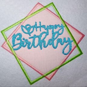 Stickdatei Happy Birthday Rechteck Button Rahmen 14 Gr.
