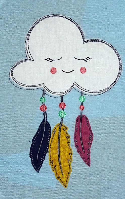 Doodle Boho Stickdatei Regenbogen Wolke Mond Herz Cute image number 7