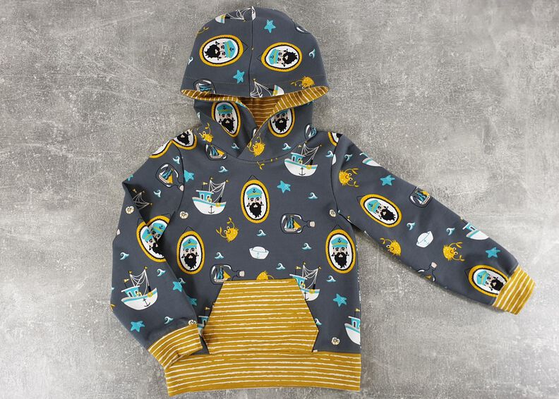 Kinderhoodie Kim – Kapuze oder Kragen, Gr. 86-158, A4+A0 image number 2