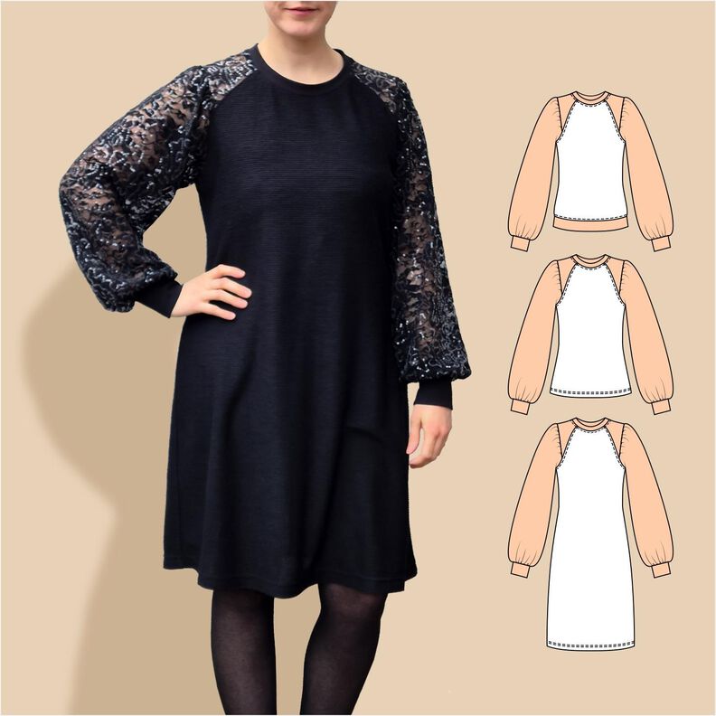 Elina – Raglanpullover, Longshirt oder Kleid, BU 80-116 image number 1