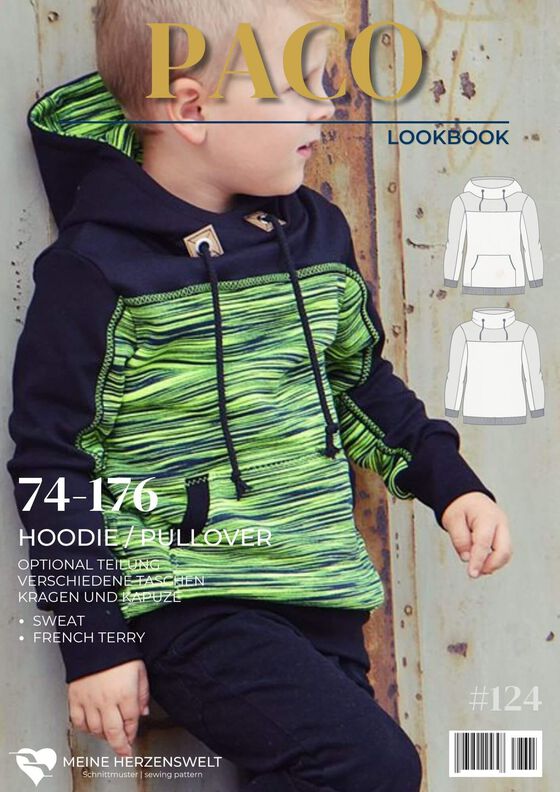 Hoodie Pullover Kinder Schnittmuster Gr. 74-176 - Paco #124 image number 10