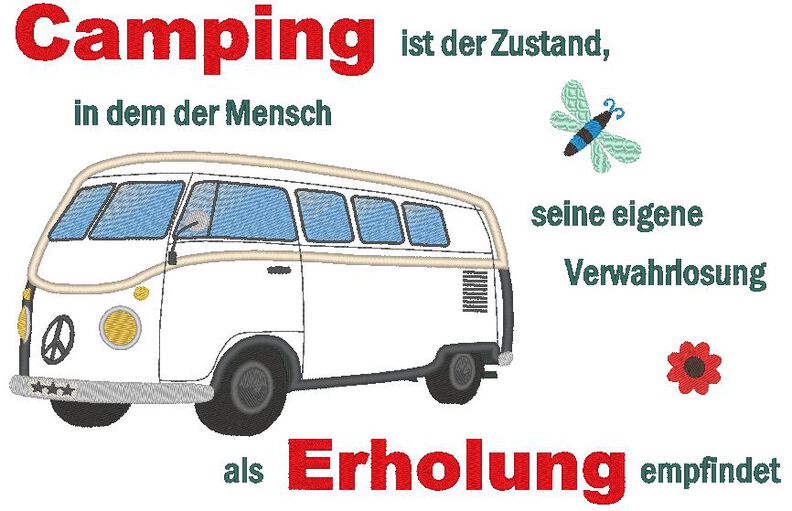 Camping Bus - Camping ist Erholung Stickdatei image number 5