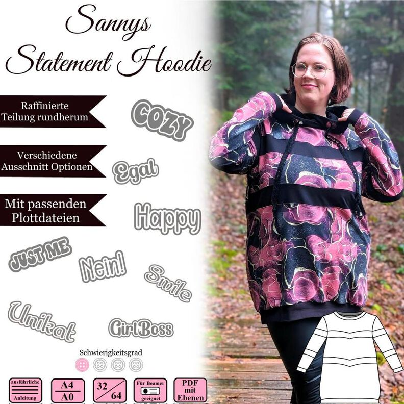 Sannys Statement Hoodie – Gr 32-64 – EBook und Nähanleitung image number 1