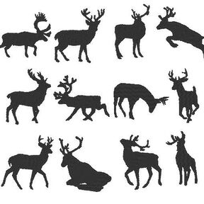 Stickdatei mini Hirsch Reh Elch Silhouetten