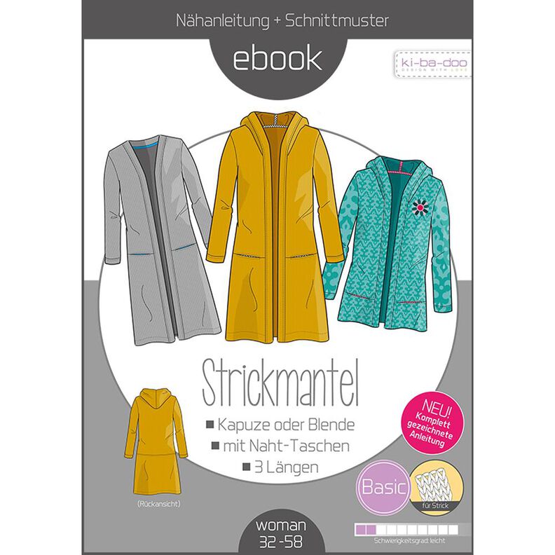 Ebook/Nähanleitung Basic Strickmantel Damen Gr. 32-58 image number 1