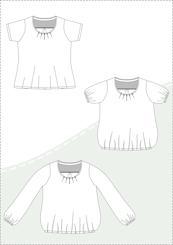Betty - Bluse mit Falten und weiten Ärmeln BU 80-116, A4+A0 image number 3