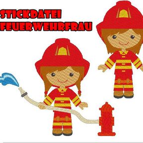 Feuerwehr Frau / Mädchen Stickdatei