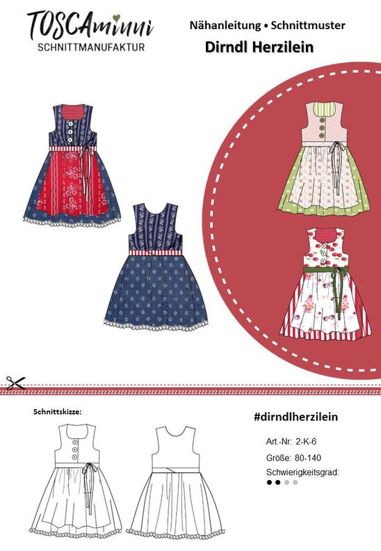 Schnittmuster Kinder Dirndl Herzilein Gr. 80-140 Beamerdatei image number 2