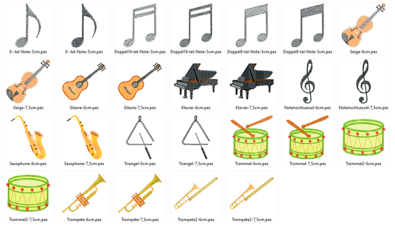 Musikinstrumente Minis Stickdatei image number 3