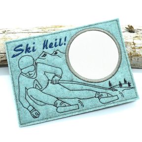 Stickdatei Mugrug Untersetzer Skifahrer Bergsport