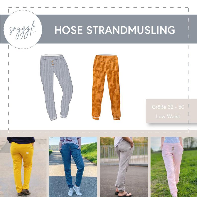 Musselin Hose Strandmusling Gr. 32-50 Low Waist, Leinen image number 1